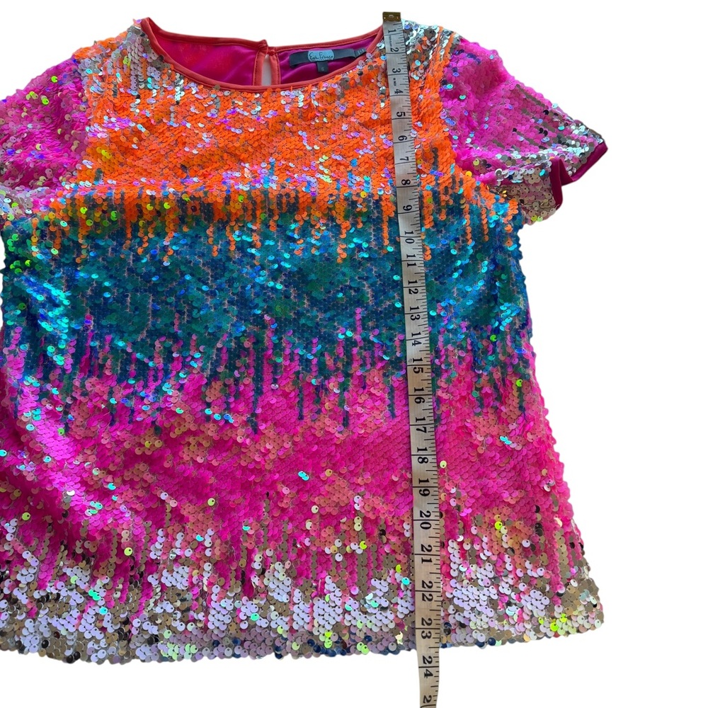 Eva Franco Loretta Multicolor Sequined Tee Vibrant Colorful Whimsy Party Fun S - Picture 12 of 12